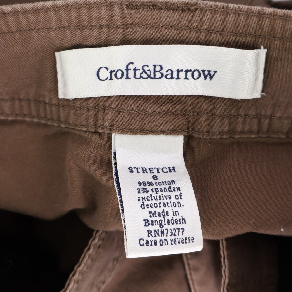 Croft & Barrow Capri Pants Womens Sz 8 Brown Cotton Embroidered Pockets Mid Rise - Picture 7 of 7
